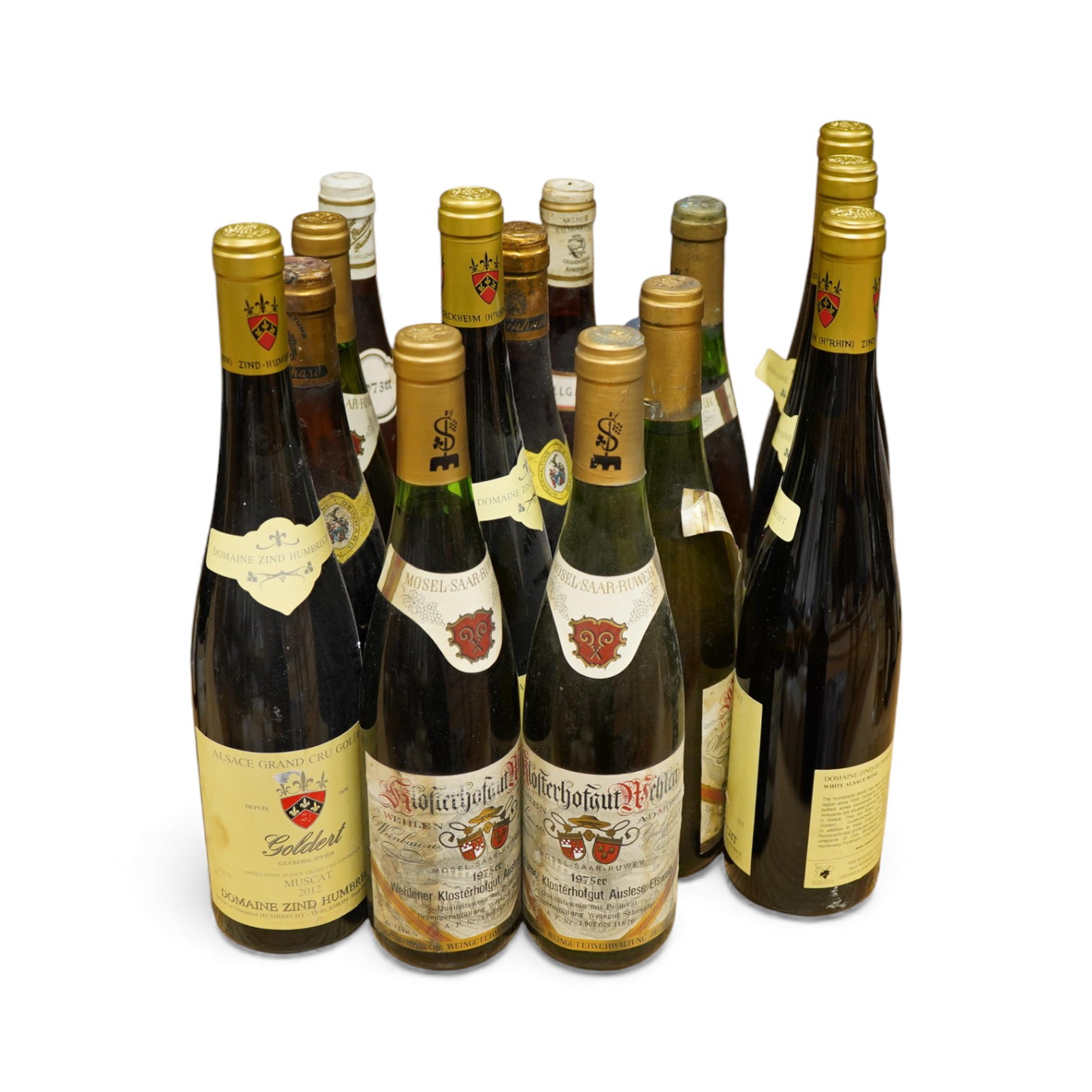 Domaine zind Humbert Goldert Muscat Grand Cru, 2012, five bottles, Wehlener Klosterhofgut Auslese Eiswein, four bottles and other various Alsace and Mosel white wines (15)